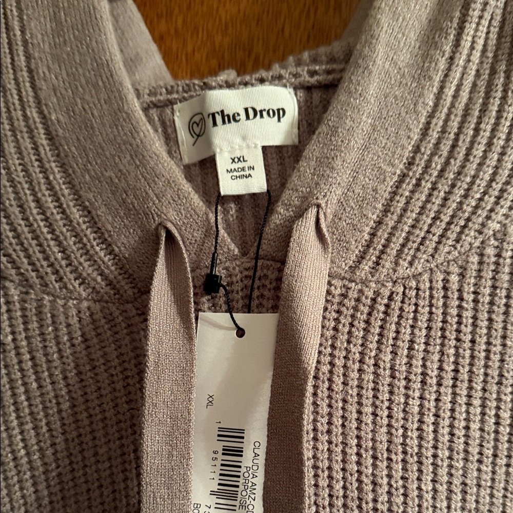Long sleeve hooded sweater dress by The Drop. NWT. Size XXL. Tan/beige